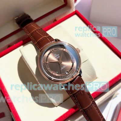 Replica Omega De Ville Brown Dial Rose Gold Citizen 8215 Lady Watches